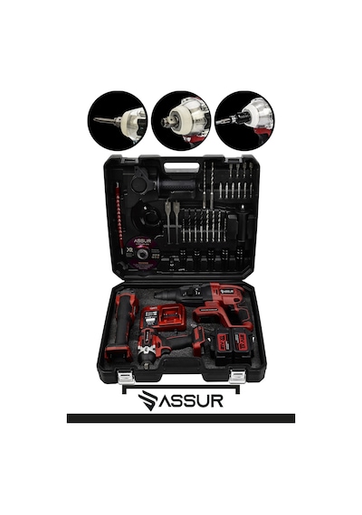 Assur ASR1005 21V Hilti Somun Sökme Taşlama 3'lü Set Kırmızı