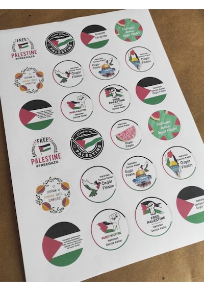 48 Adet 4 Cm Denizden Nehire Kadar Özgür Filistin Vb. Baskılı Mat Etiket Sticker