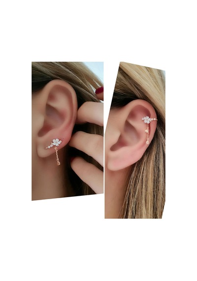 Hem Earcuff Hemde Sıkıştırmalı Kıkırdak Küpesi El Isi Manolya Güm N11.59514