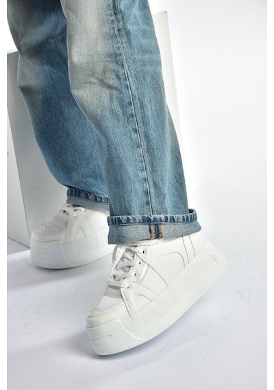 Fox Shoes V973019109 Beyaz Kalın Tabanlı Kadın Spor Ayakkabı Sneakers Beyaz