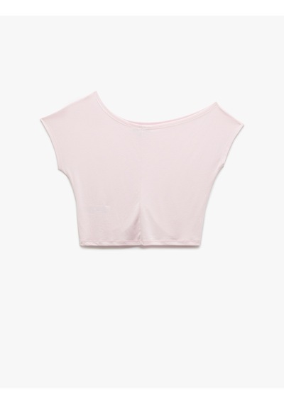 Koton Kısa Kollu Kayık Yaka Düşük Omuz Modal Basic Tişört Açık Pembe 5sak10285nk Pembe