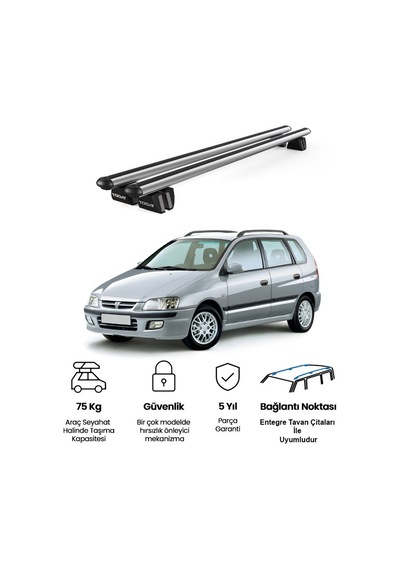 Pençe Mitsubishi Space Star 1998-2001 Uyumlu Gri Ara Atkı Port Bagaj Tavan Barı