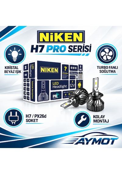 Niken H7 Pro Serisi Led Xenon Far Ampulü 6500k Güçlü Beyaz Işık -