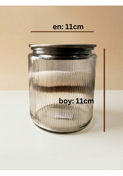 Leelahome Metal Vakum Kapaklı Cam Saklama Kabı 1000 Ml Şeffaf
