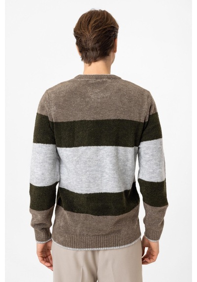 Back&bond Vizon Regular Fit Bisiklet Yaka Çizgili Triko Kazak