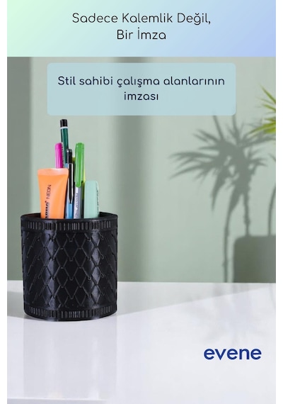 Kalemlik Masa Kalemliği Organizer Kalemlik Siyah Renk Model 87 Çok Renkli