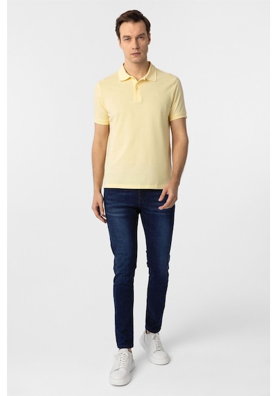 Süvari Sarı Slim Fit Düz Polo Yaka Tişört