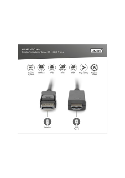 Dıgıtus Dp-hdmı Görüntü Kablosu 1m Ak.340303.010.s