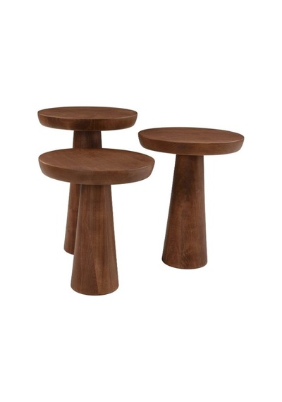 Mushroom Üçlü Zigon Sehpa Ceviz