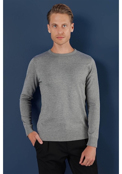 Efor Tr 858 Slim Fit Gri Klasik Triko Gri