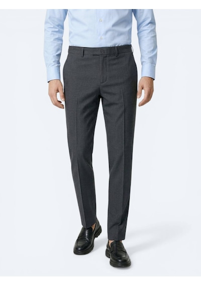 Kip Renkli Düz Dokuma Fitted Fit Klasik Yün Karışımlı Pantolon Çok Renkli