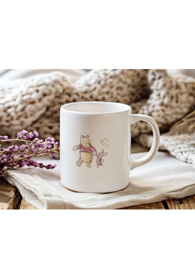 Winnie The Pooh Tasarım Sevgiyle Yazılmış Kupa Bardak Romantik, Duygusal, Sevgiliye Hediye Bardak Beyaz