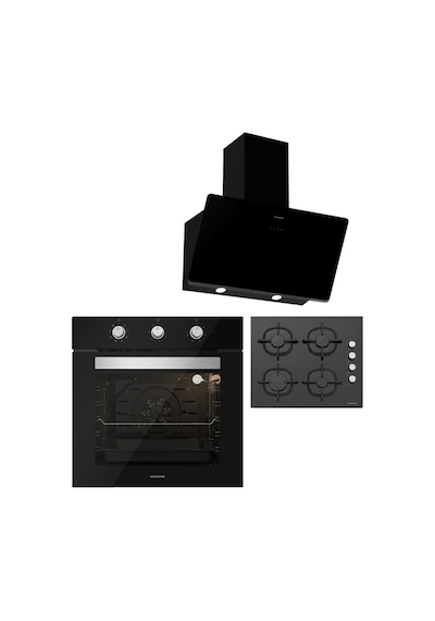 Silverline BO6503B01 - CS5343B01 - 3457 Soho 60 Siyah Cam Ankastre Set