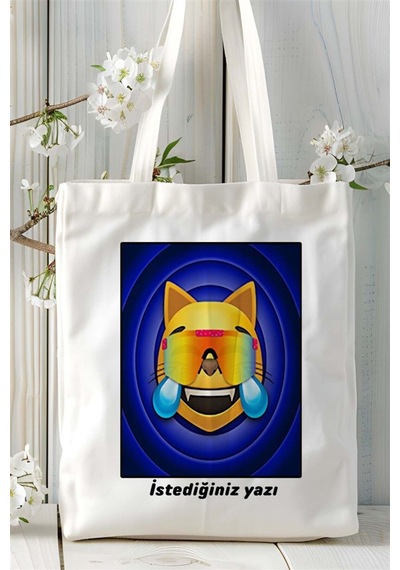 Art Hediye Mog Coin Baskılı Bez Çanta Omuz Çantası Kişiye Özel Desen 1 Çok Renkli