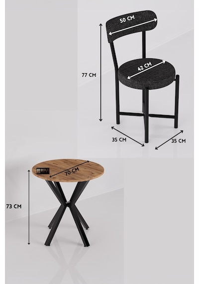 Mutfak Masası 70 Çap Yuvarlak 2 Sandalyeli Atlantik Masa Takımı Modern Set Bahçe Balkon Cafe Teddy Antrasit Mutfak Masası 70 Çap Yuvarlak 2 Sandalyeli Atlantik Masa Takımı Modern Set Bahçe Balkon Cafe Teddy Antrasit
