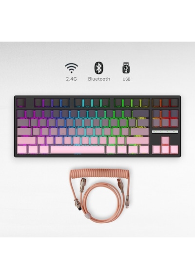 K88 Mekanik Oyun Klavyesi- 3 Modlu Hot Swap Rgb 4000 Mah Batarya + Coiled Klavye Kablosu