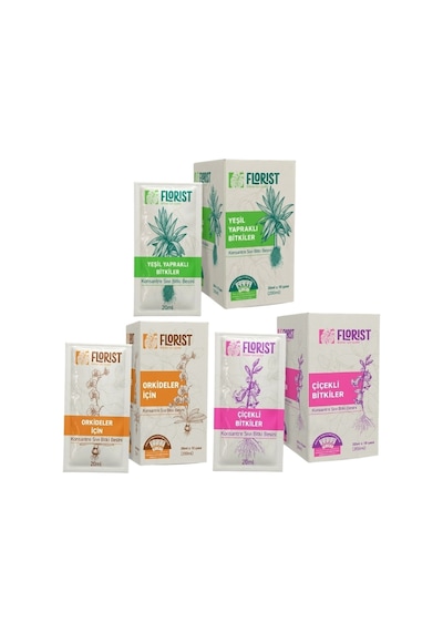 Florist Yeşil Yapraklı, Çiçekli Ve Orkide Bitki Besleme 3'lü Set