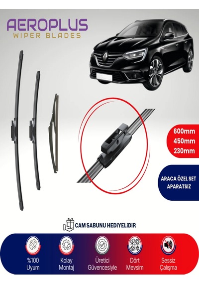 Aeroplus Renault Megane 4 Ön Arka Muz Silecek Takımı 2016-2018