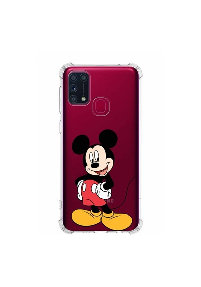 Samsung Galaxy Uyumlu M31 Köşe Korumalı Antişok Kapak Mickey Mouse Tasarımlı Şeffaf Kılıf