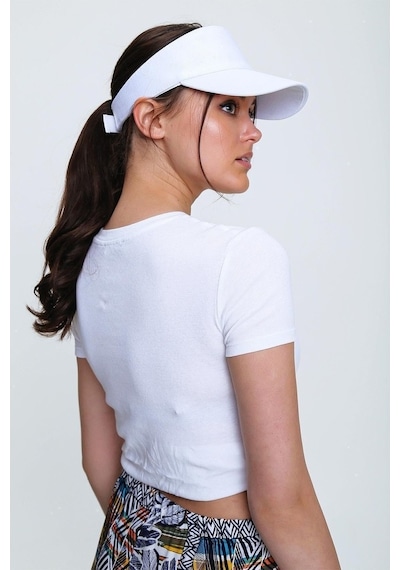 Şapkadan Unisex Uv Koruyucu Vizör Kasket Siperlik Tenis Şapka Beyaz-Siyah (505475956)