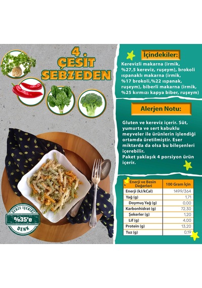 Karışık Sebzeli Makarna %35 Sebze-200 G
