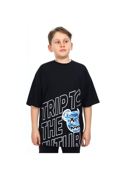 Ekkokids Çocuk Trip Baskılı Tshirt-14548 Siyah
