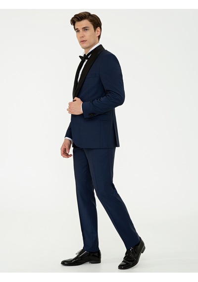 Cacharel Lacivert Slim Fit Smokin Damatlık