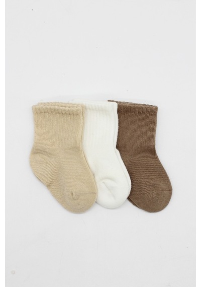 Erturkstore Dog Boy 3'lü Penye Soket Çorap 10134 Bej Çok Renkli