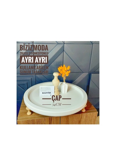 Katlı Ayaklı Servis Sunum Tepsisi Tabağı Cupcake Standı Pasta Kek Standı T Diğer
