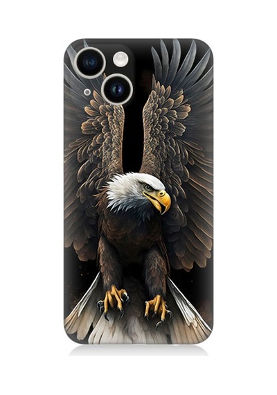 Apple Uyumlu iPhone 13 Silikon Kılıf Beyaz Başlı Kara Kartal