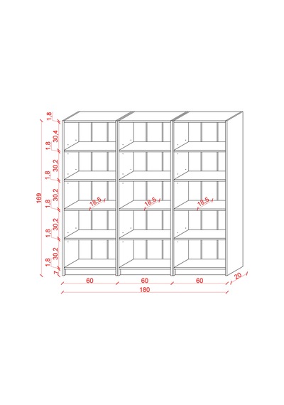 Lüks 15 Raflı Ev Ofis Kitaplık %100 Mdf Modern Dekoratif Kütüphane Kitaplık K004 Karına
