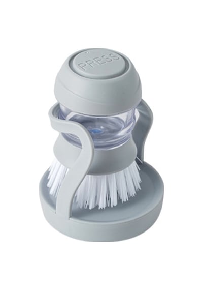 Innoshop Soap Dispenser Kitchen Brush Sıvı Deterjan Hazneli Bulaşık Fırçası ve Stand Gri