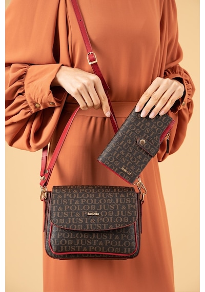 Just Polo Kadın Iki Askılı 3 Bölmeli Omuz Ve Çapraz Çantası Kombin 02185-mh Kahve Kırmızı