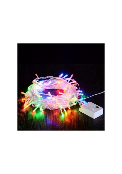 10 Mt 100 Led Işık Renkli Noel Yılbaşı Agaç Süsleme Led Süs 9 Fon Karışık
