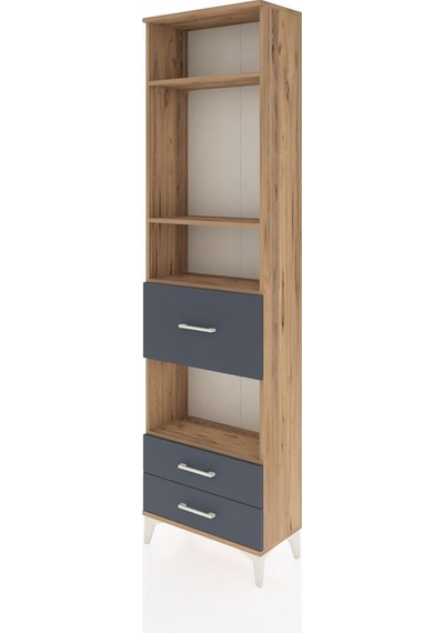 Arges Dolap 4 Raflı 3 Çekmeceli 60x30x221 Çam-antrasit Atlas Çam
