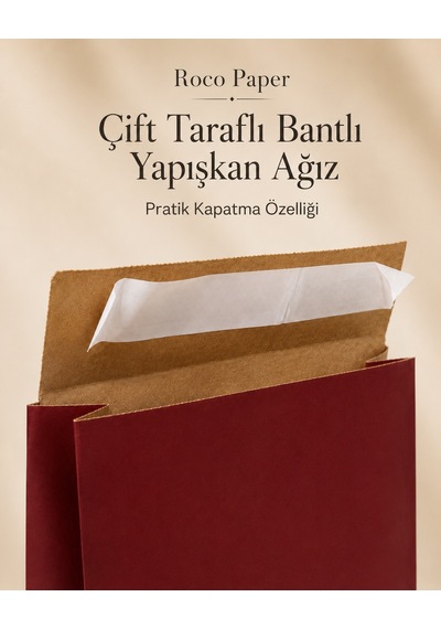 Yapışkan Bantlı Kraft Kese Kağıdı, Bordo, 25x8x30 Cm - 24'lü Paket, Hediye Ve Kargo Zarfı