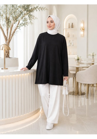 Esra Butik78 Siyah & Beyaz Uzun Kollu İçlik Standart Beden Boy: 75 Cm