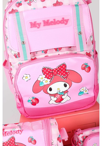 X Dekomus Lisanslı My Melody Sweet Berry Collection Büyük Boy Okul,termoslu Beslenme Ve Kalem Çantası,beslenme Örtüsü Seti Açık Gri
