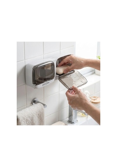 Buççin Online Mağaza Duvara Monte İkili Kapaklı Katı Sabunluk Organizer Yapışkanlı Banyo Mutfak Sabun Kutusu Belirtilmemi Çok Renkli