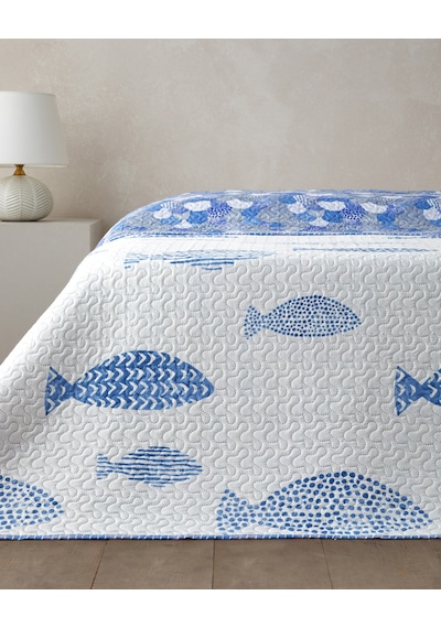 Pesca Wave Çift Kişilik Çok Amaçlı Örtü 200x220 Cm Mavi