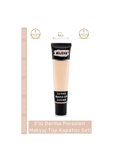 Makyaj Mat Bitişli Aydınlatıcı Kontür Etkili 3'lü Derma Porselen Makyaj Tüp Kapatıcı Seti Çok Renkli
