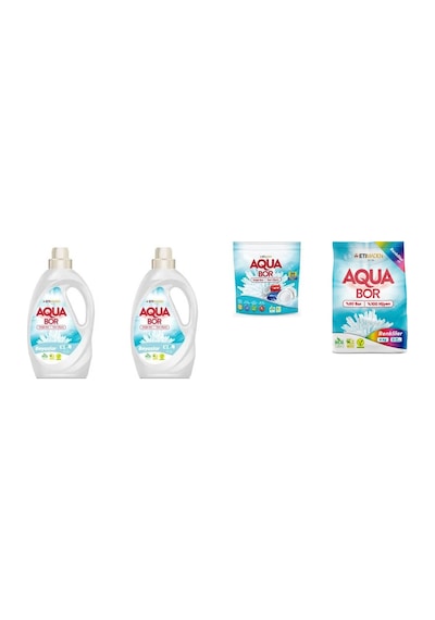 Aquabor Doğal Mineralli Sıvı Beyaz + Sıvı Beyaz + Tablet + 4 Kg Renkliler 4 Lü Set 0.75 LT - 2.5 LT - 12 KG