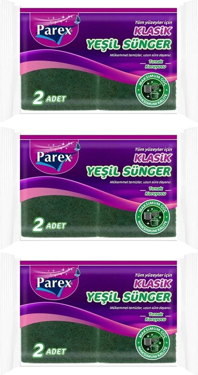 Klasik Yeşil Oluklu 2'li Sünger Üçlü Paket