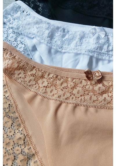 Sensu Kadın Lazer Kesim Dantelli Slip Külot 3'lü Paket Set - Kts3101 Model-1 Yeşil