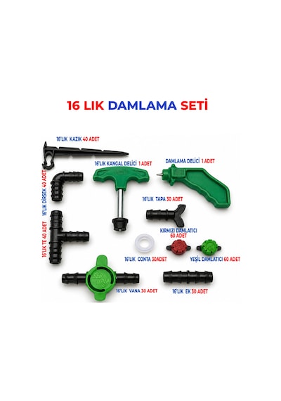 16' Lık Damlama Sulama Seti 372 Parça Bahçe Sulama Sistemi Seti Damlama Hortumu Set İçeriğinde Yoktur