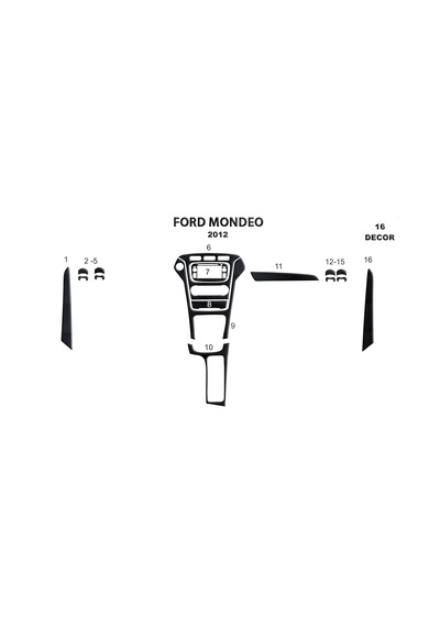 Ford Mondeo Torpido Kaplama 2010-2014 16 Parça Siyah Karbon