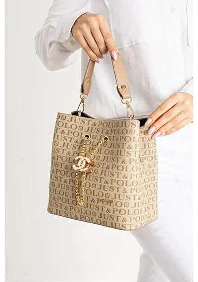 Just Polo Kadın Günlük Kullanıma Uygun Ayarlanabilir Askılı Şık El & Omuz Çantası Shoulder Bag Vizon
