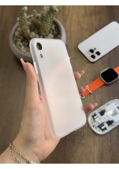 Apple iPhone Xr Uyumlu Süper İnce Mat Ultra Thin Silikon Kılıf Buzlu Beyaz