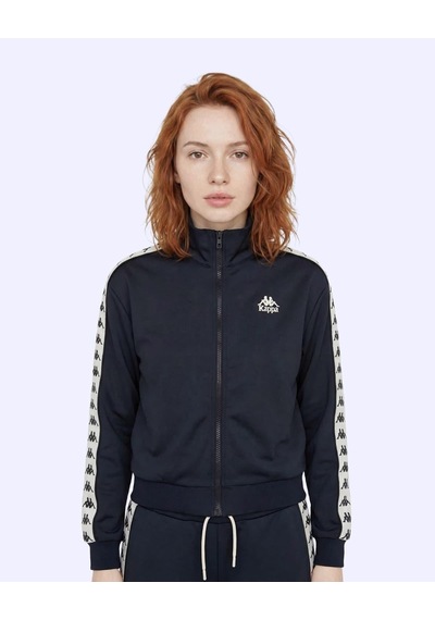 Kappa 222 Banda Alber Full Zip Kadın Siyah Regular Fermuarlı Eşofman Üstü