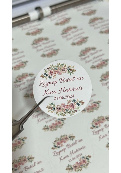 Kına Hatırası Yuvarlak Etiket 4 x 4 CM 108 Adet